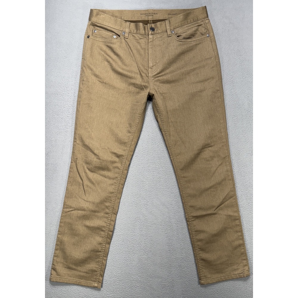 Banana Republic Traveler Jeans Mens Sz 33x30 Brown Slim Fit Stretch Preppy Denim